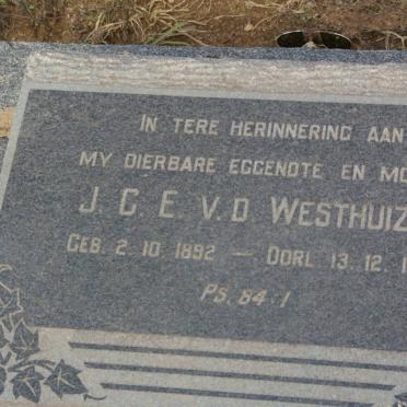 WESTHUIZEN J.C.E., v.d. 1892-1957