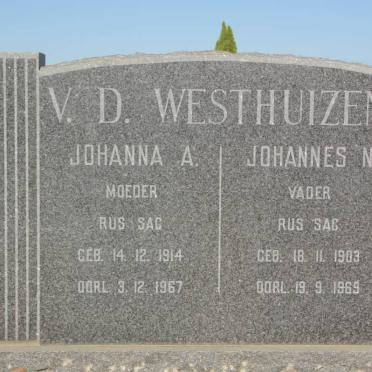 WESTHUIZEN Johannes N., v.d. 1903-1969 &amp; Johanna A. 1914-1967