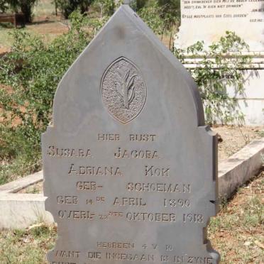 KOK Susara Jacoba Adriana nee SCHOEMAN 1890-1918