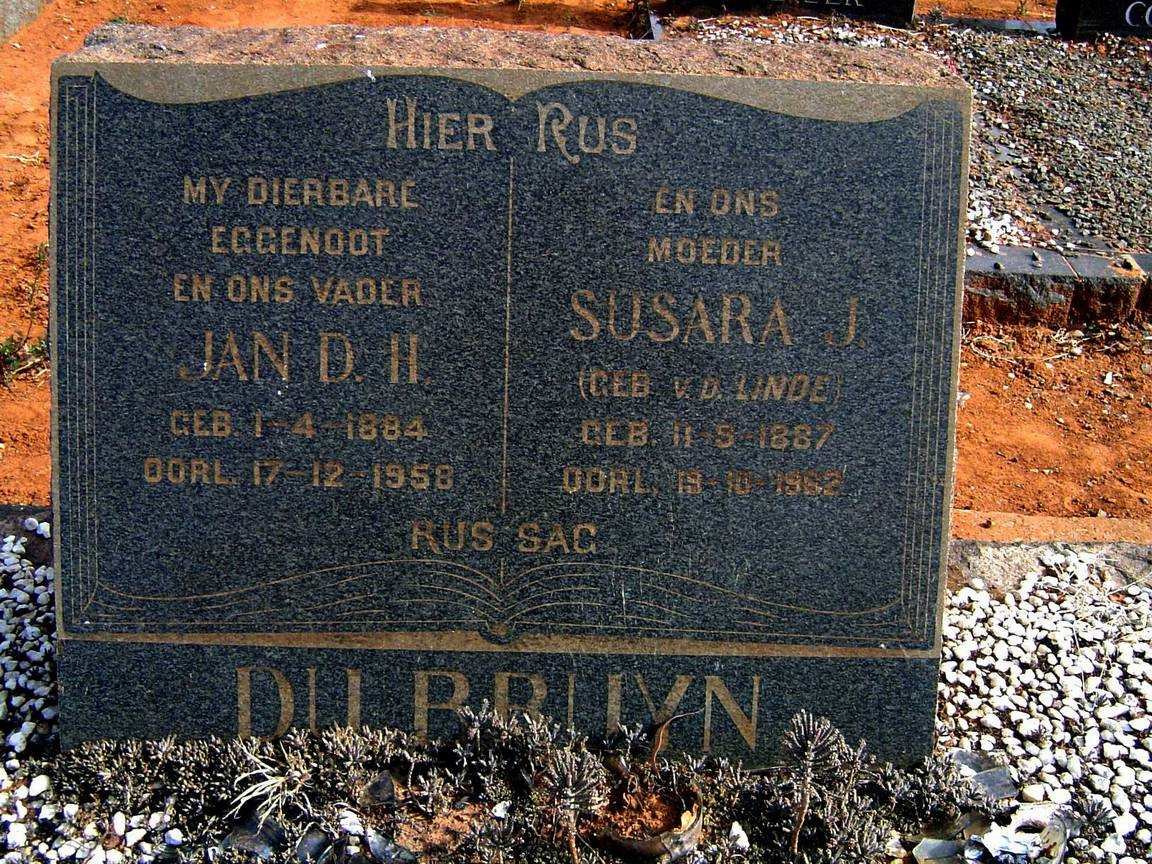 BRUYN Jan D.H., du 1884-1958 &amp;  Susara J. V.D. LINDE 1887-1962