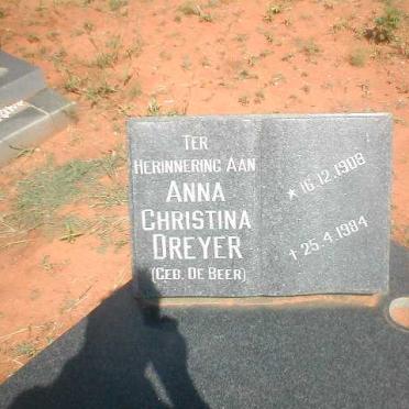DREYER Anna Christina nee DE BEER 1908-1984