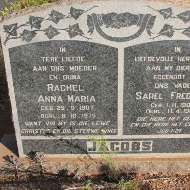 JACOBS Sarel Frederik 1909-1965 &amp; Rachel Anna Maria 1907-1975