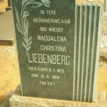LIEBENBERG Magdalena Christina nee V. EEDEN 1873-1964