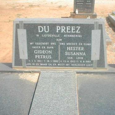 PREEZ Gideon Petrus, du 1911-1982 &amp; Hester Susanna LOUW 1912-1993