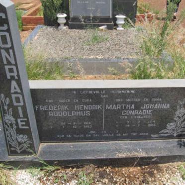 CONRADIE Frederik Hendrik Rudolphus 1914-1983 &amp; Martha Johanna LIEBENBERG 1914-1984