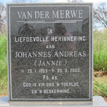 MERWE Johannes Andreas, van der 1953-2003