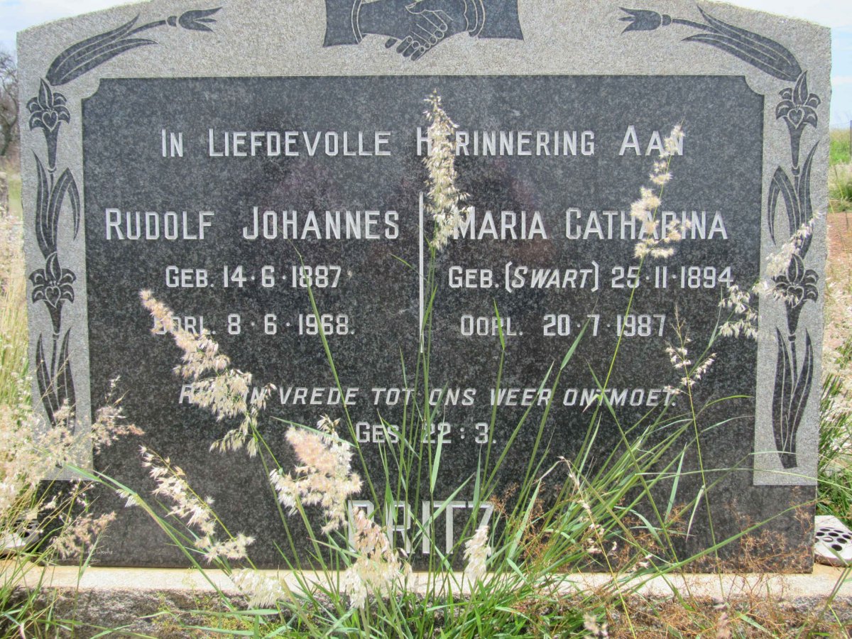 BRITZ Rudolf Johannes 1887-1968 &amp; Maria Catharina SWART 1894-1987