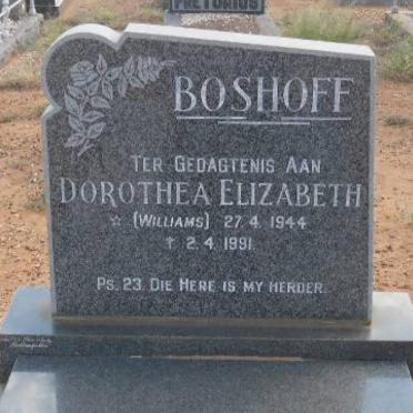BOSHOFF Dorothea Elizabeth nee WILLIAMS 1944-1991