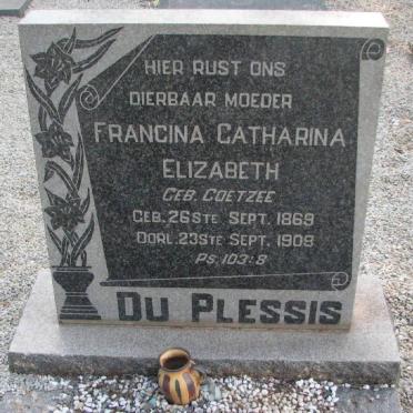 PLESSIS Francina Catharina Elizabeth, du nee COETZEE 1869-1908
