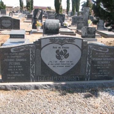 BADENHORST Jacobus Andries Petrus 1884-1970 &amp; Susanna Catharina Hendrieka VAN ZYL 1887-1961