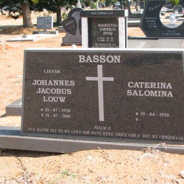BASSON Johannes Jacobus Louw 1928-2001 &amp; Caterina Salomina 1926-