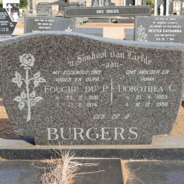 BURGERS Fouche du P. 1891-1974 &amp; Dorothea C. 1905-1988
