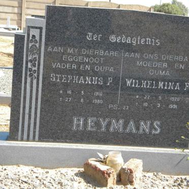 HEYMANS Stephanus P. 1916-1980 &amp; Wilhelmina F. 1920-1991