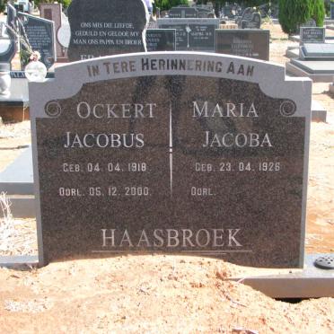 HAASBROEK Ockert Jacobus 1918-2000 &amp; Maria Jacoba 1926-