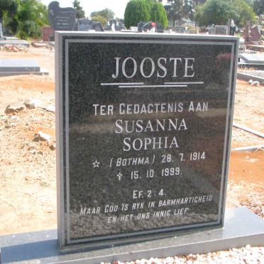 JOOSTE Susanna Sophia nee BOTHMA 1914-1999