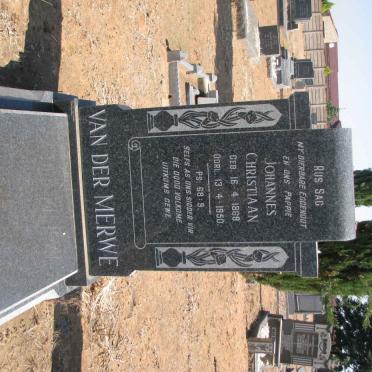 MERWE Johannes Christiaan, van der 1868-1950