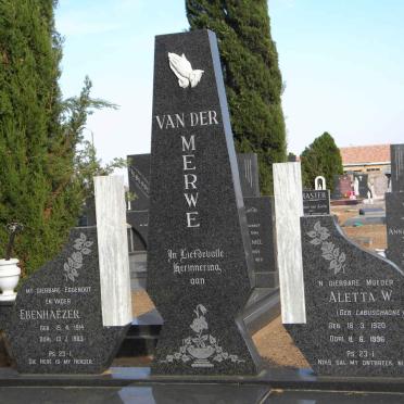 MERWE Ebenhaëser, van der 1914-1983 &amp; Aletta W. LABUSCHAGNE 1920-1996