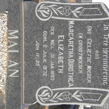 MALAN Margaretha Dorothea Elizabeth nee NEL 1893-1972