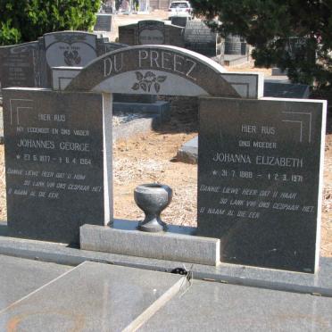 PREEZ Johannes George, du 1877-1964 &amp; Johanna Elizabeth 1888-1971