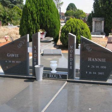 ROUX Gawie, le 1927- &amp; Hannie 1930-2007