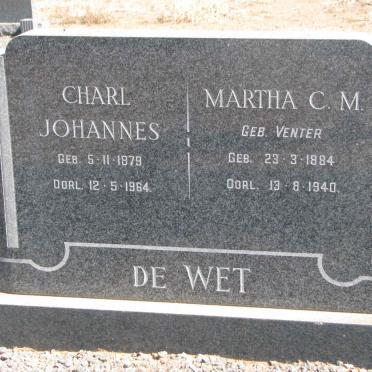 WET Charl Johannes, de 1879-1964 &amp; Martha C.M. VENTER 1884-1940
