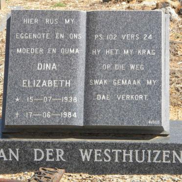 WESTHUIZEN Dina Elizabeth, van der 1938-1984