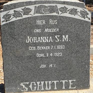 SCHUTTE Johanna S.M. nee BEKKER 1893-1923