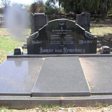 RENSBURG Lourens Stefanus, Janse van 1858-1935 &amp; Anna Johanna FERREIRA 1883-1969