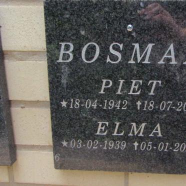 BOSMAN Piet 1942-2019 Elma 1939-2020