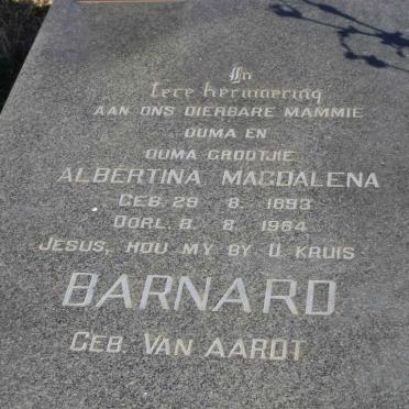 BARNARD Albertina Magdalena nee VAN AARDT 1893-1984