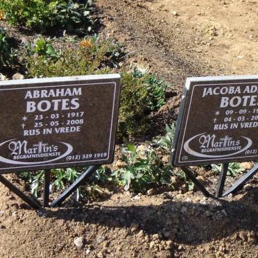 BOTES Abraham 1917-2008 &amp; Jacoba Adriana 1922-2008
