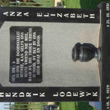 JOUBERT Hendrik Lodewyk 1929-2004 &amp; Anna Elizabeth 1931-