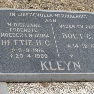 KLEYN C.J. 1915- &amp; H.C. 1915-1989