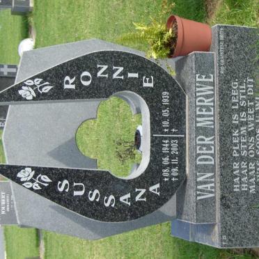 MERWE Ronnie, van der 1939- &amp; Sussana 1944-2003