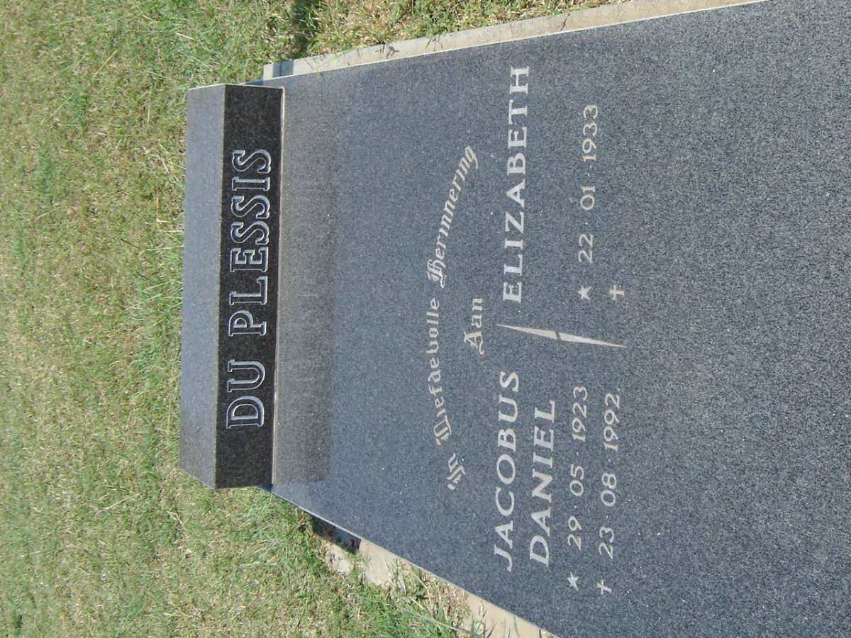 PLESSIS Jacobus Daniel, du 1923-1992 &amp; Elizabeth 1933-