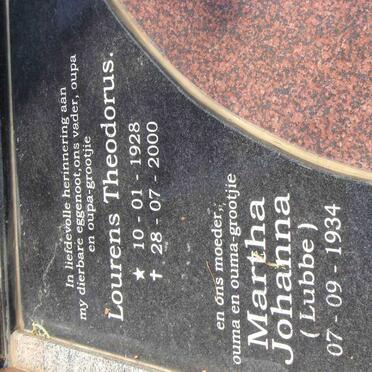 RADEMEYER Lourens Theodorus 1928-2000 &amp; Martha Johanna LUBBE 1934-