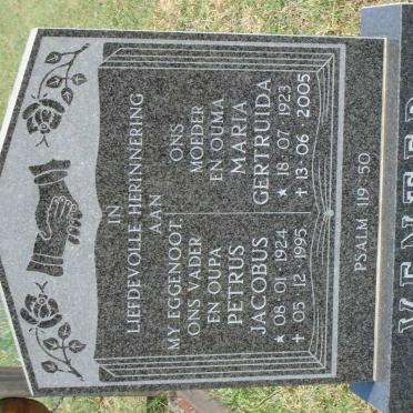 VENTER Petrus Jacobus 1924-1995 &amp; Maria Gertruida 1923-2005