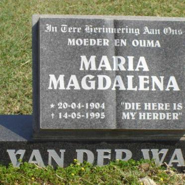 WALT Maria Magdalena, van der 1904-1995