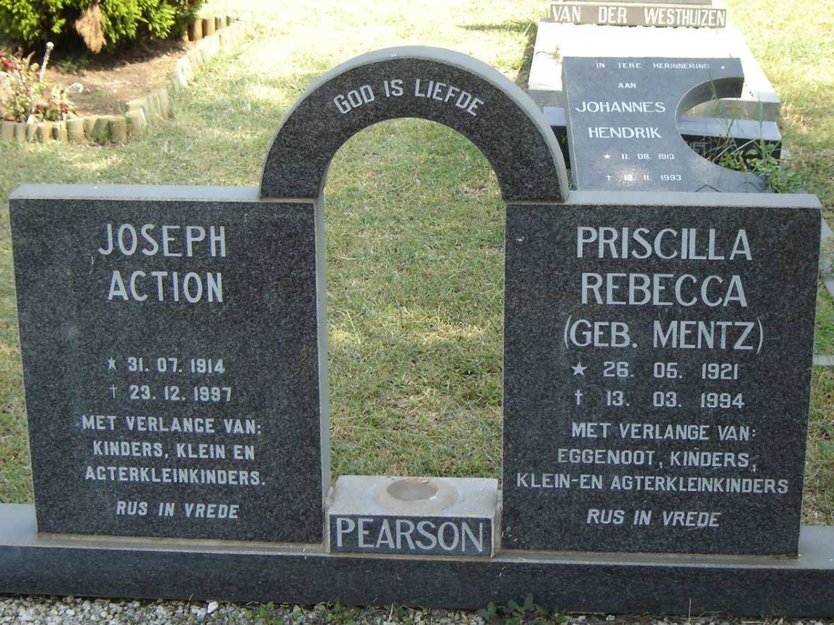 PEARSON Joseph Action 1914-1997 &amp; Priscilla Rebecca MENTZ 1921-1994