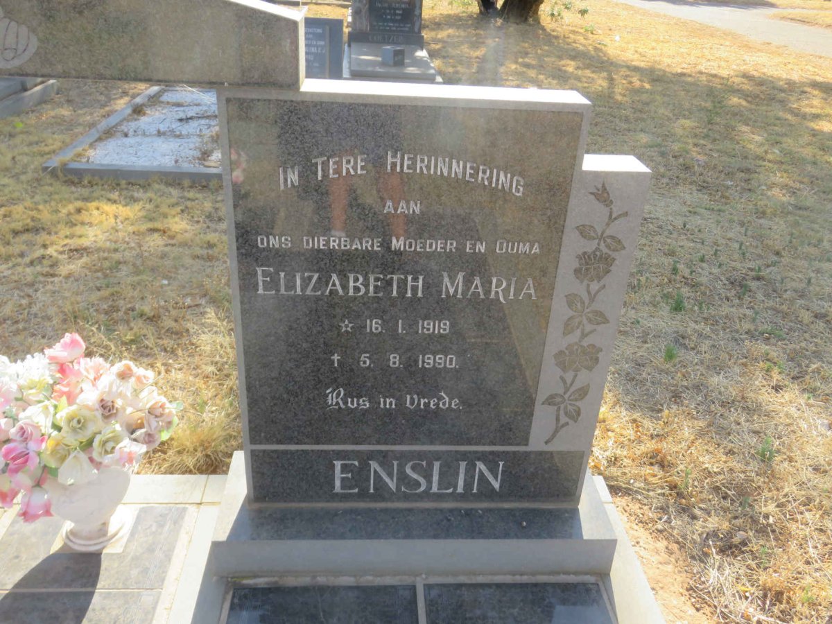 ENSLIN Jacobus J.J.D. 1913-1977 &amp; Elizabeth Maria 1919-1990