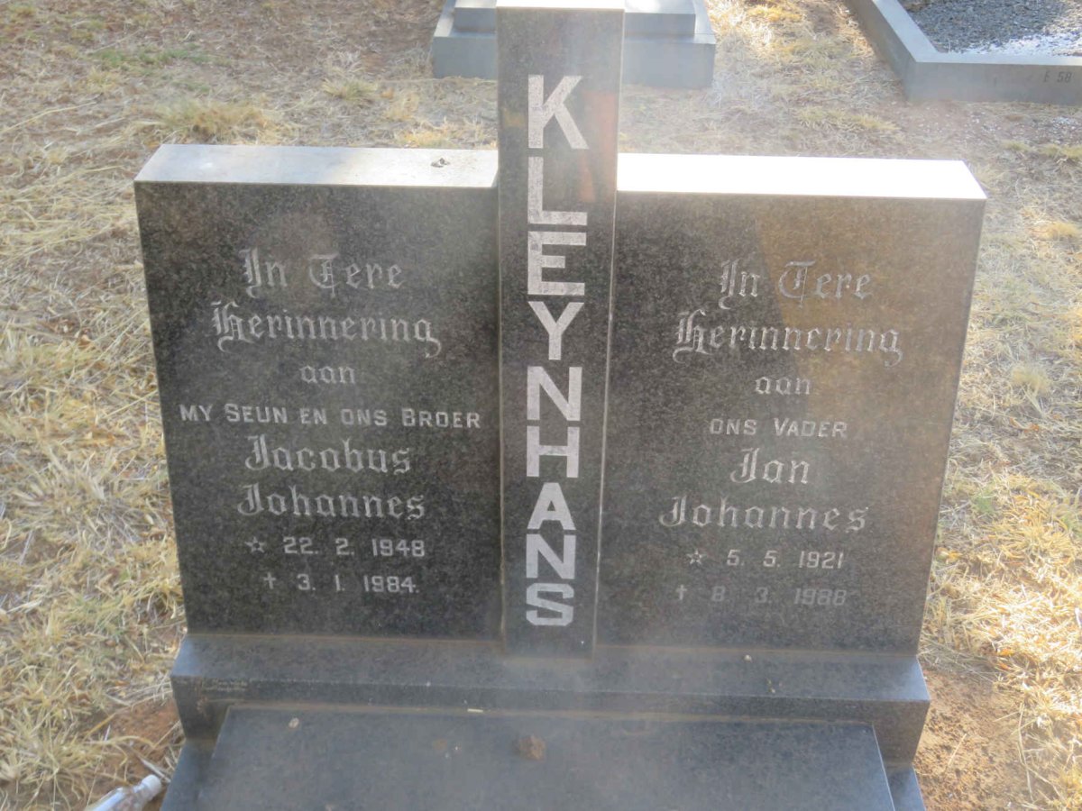 KLEYNHANS Jan Johannes 1921-1988 :: KLEYNHANS Jacobus Johannes 1948-1984