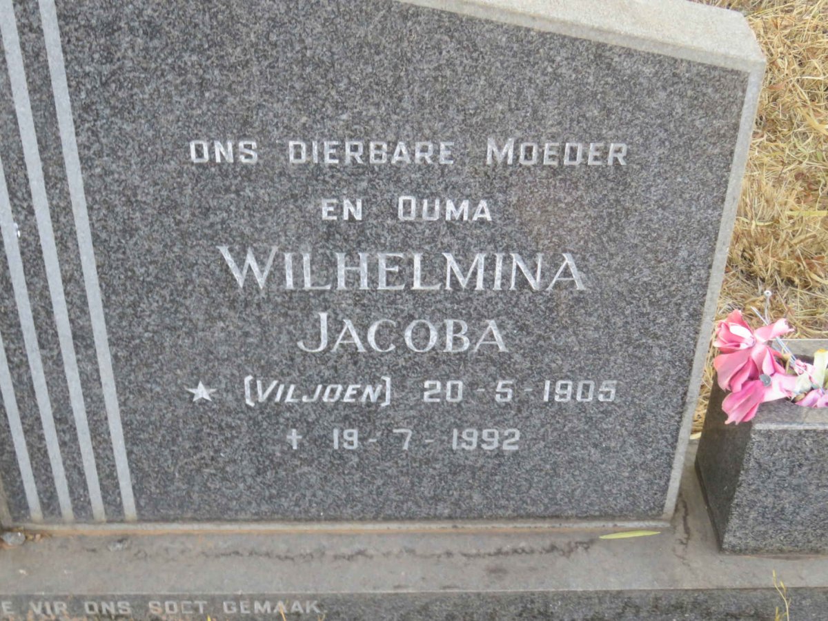 SWANEPOEL Johannes Gerhardus 1903-1976 &amp; Wilhelmina Jacoba VILJOEN 1905-1992