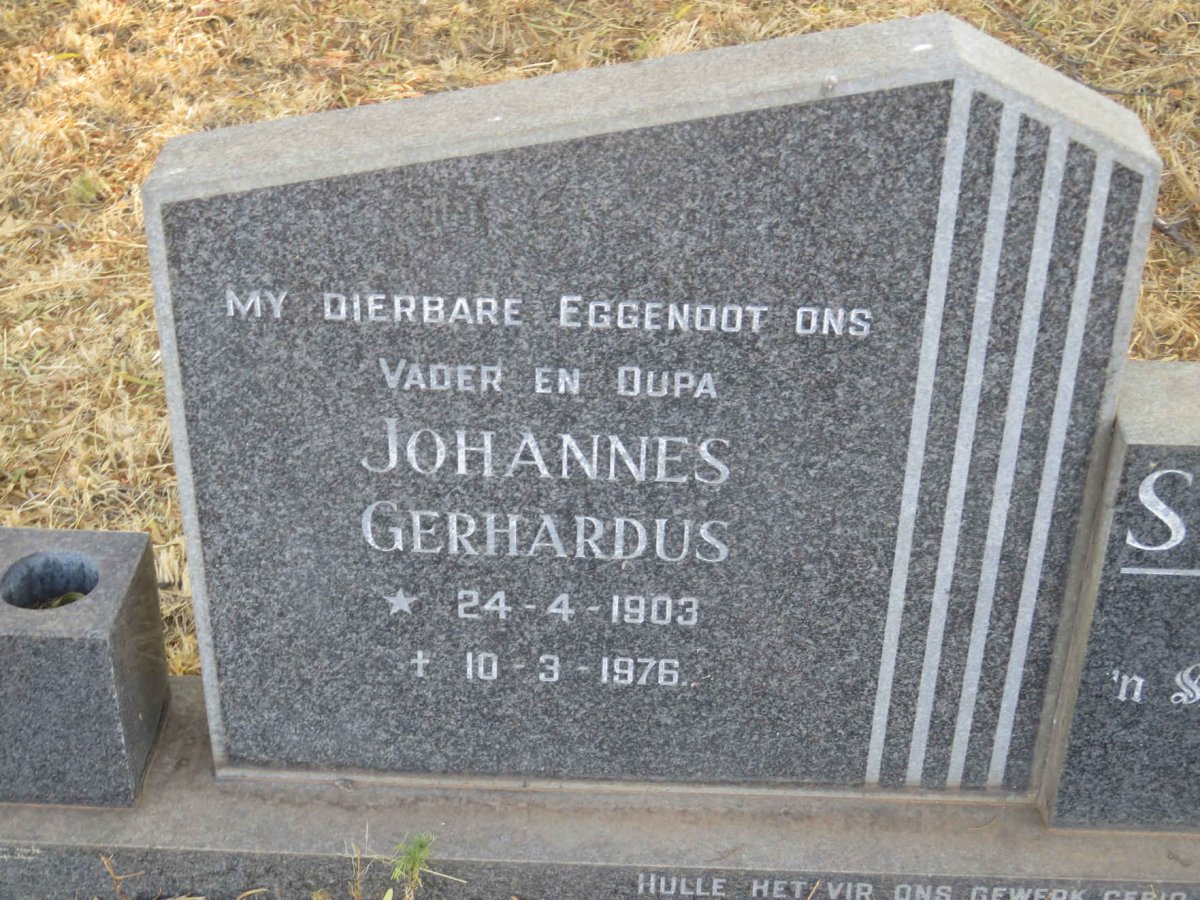 SWANEPOEL Johannes Gerhardus 1903-1976 &amp; Wilhelmina Jacoba VILJOEN 1905-1992