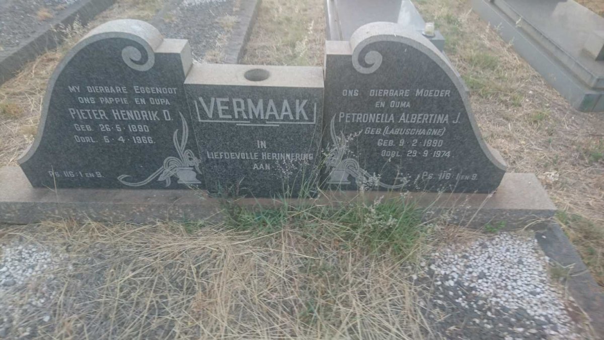 VERMAAK Pieter Hendrik D. 1890-1966 &amp; Petronella Albertina LABUSCHAGNE 1890-1974