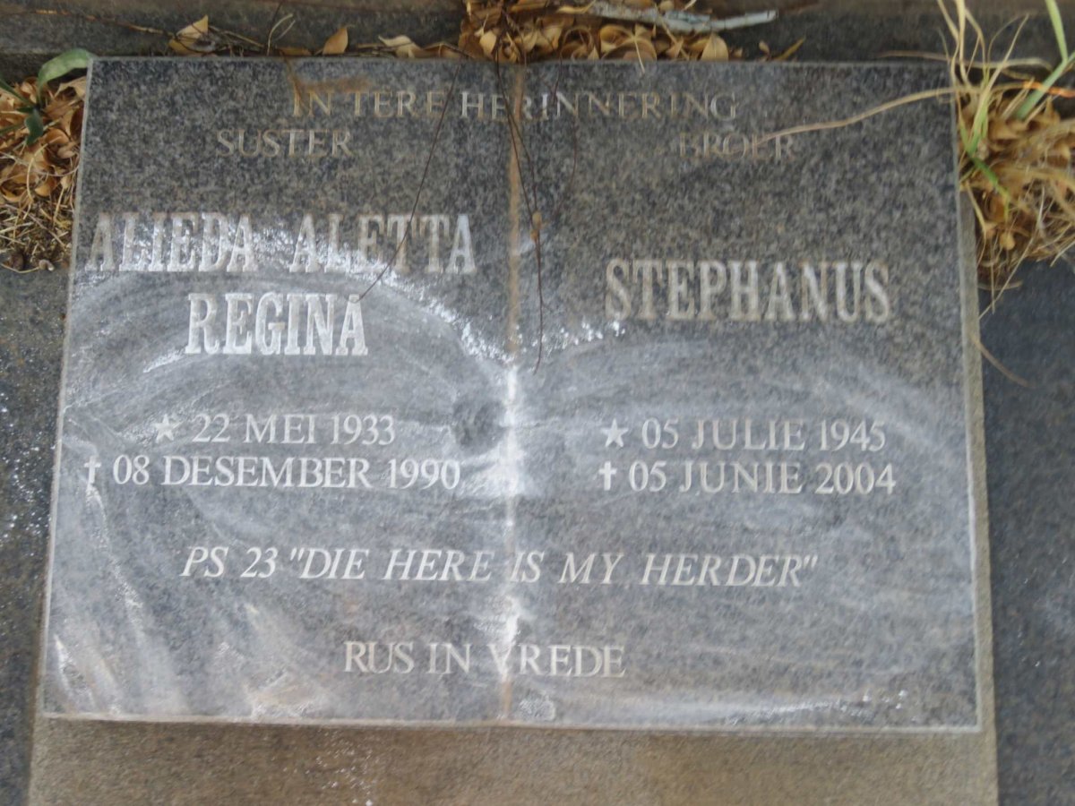 ? Alieda Aletta Regina 1933-1990 :: ? Stephanus 1945-2004