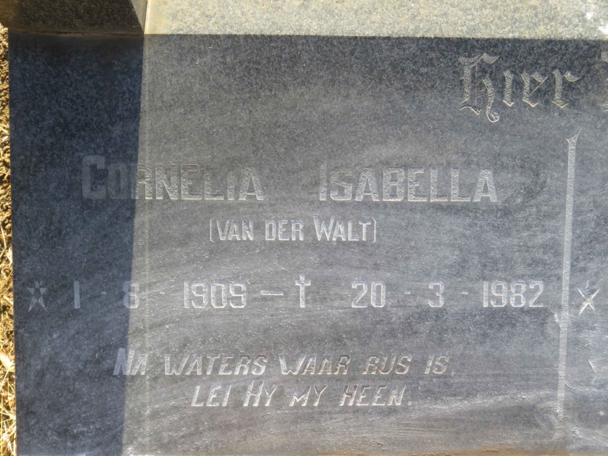 ? Benjamin Petrus 1910-1990 &amp; Cornelia Isabella VAN DER WALT 1909-1982