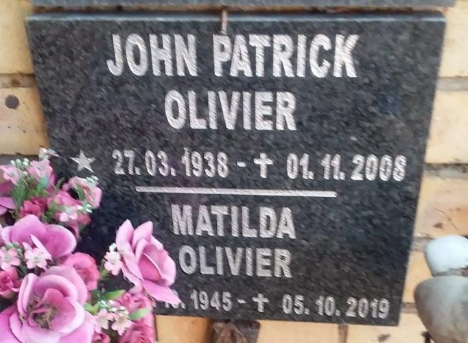 OLIVIER John Patrick 1938-2008 &amp; Matilda 1945-2019