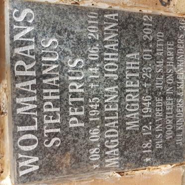 WOLMARANS Stephanus Petrus 1945-2010 &amp; Magdalena Johanna Magrietha 1946-2012