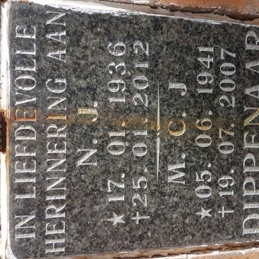 DIPPENAAR N.J. 1936-2012 &amp; M.C.J. 1941-2007
