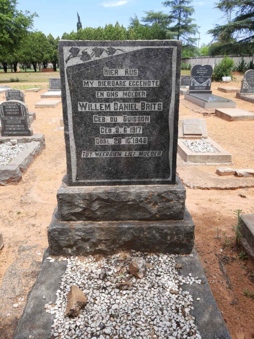 BRITS Willem Daniel nee DU BUISSON 1917-1948